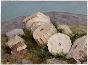 Painting, Broken Column, Parthenon, 1869; Lockwood de Forest; Brush and oil paint, graphite on paperboard; Courtesy Associated Artists, LLC