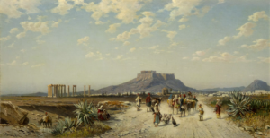 Hermann David Solomon Corrodi, Italian 1844-1905- The Acropolis, Athens; oil on canvas, signed and inscribed 'H. Corrodi. Roma' (lower left), 43.2 x 85.4 cm.